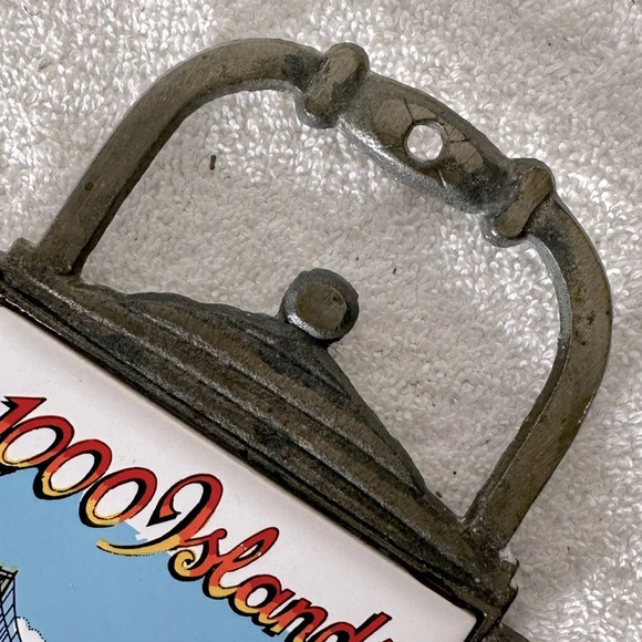 Vintage Metal Teapot Shaped Trivet W Ceramic Tile 1000 Islands  Canada - Picture 3 of 11